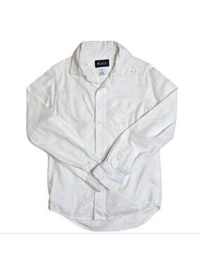 The Children's Place Boys White Button Down Dress Shirt Size 5/6 Cotton Uniform